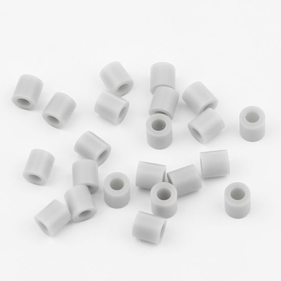 Image de Perles en Acrylique Poney Bubblegum Colonne Gris Clair 5mm x 5mm, Trou: env. 2.9mm, 2000 Pcs