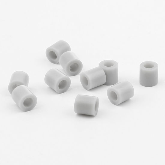 Image de Perles en Acrylique Poney Bubblegum Colonne Gris Clair 5mm x 5mm, Trou: env. 2.9mm, 2000 Pcs