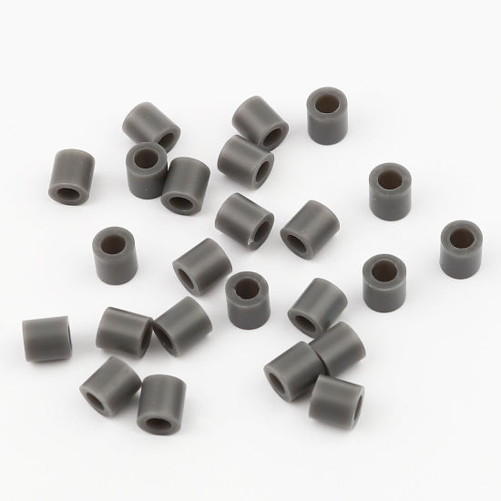 Image de Perles en Acrylique Poney Bubblegum Colonne Gris 5mm x 5mm, Trou: env. 2.9mm, 2000 Pcs