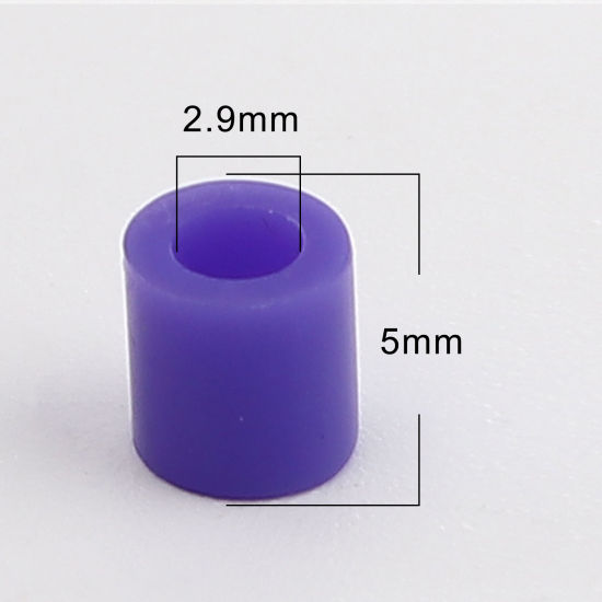 Image de Perles en Acrylique Poney Bubblegum Colonne Bleu Violet 5mm x 5mm, Trou: env. 2.9mm, 2000 Pcs