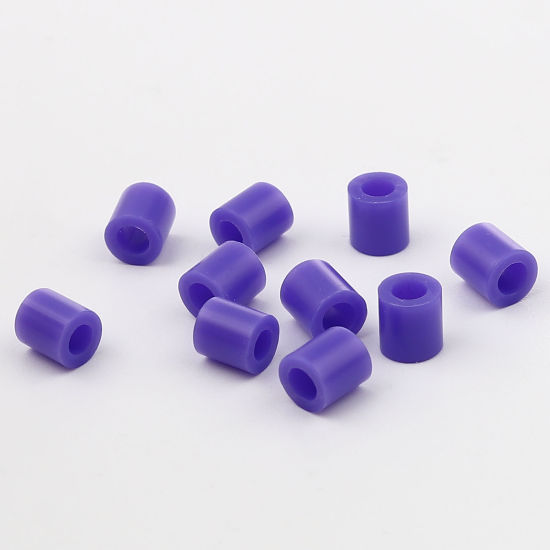 Image de Perles en Acrylique Poney Bubblegum Colonne Bleu Violet 5mm x 5mm, Trou: env. 2.9mm, 2000 Pcs