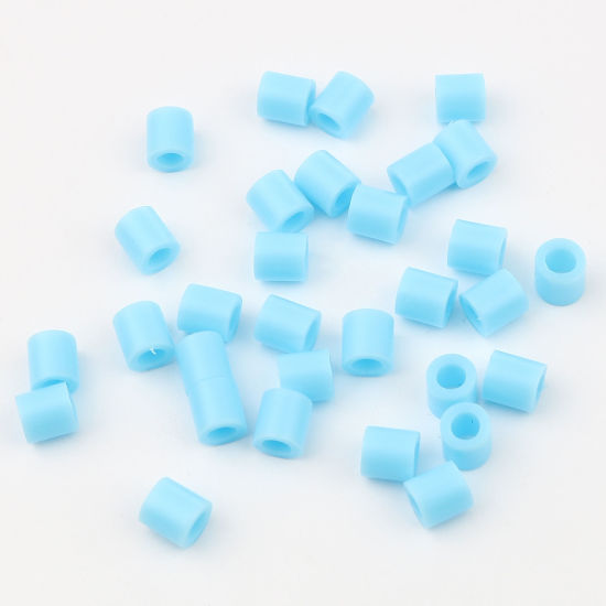 Image de Perles en Acrylique Poney Bubblegum Colonne Bleu Ciel 5mm x 5mm, Trou: env. 2.9mm, 2000 Pcs