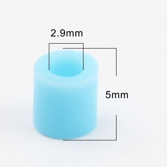 Image de Perles en Acrylique Poney Bubblegum Colonne Bleu Ciel 5mm x 5mm, Trou: env. 2.9mm, 2000 Pcs