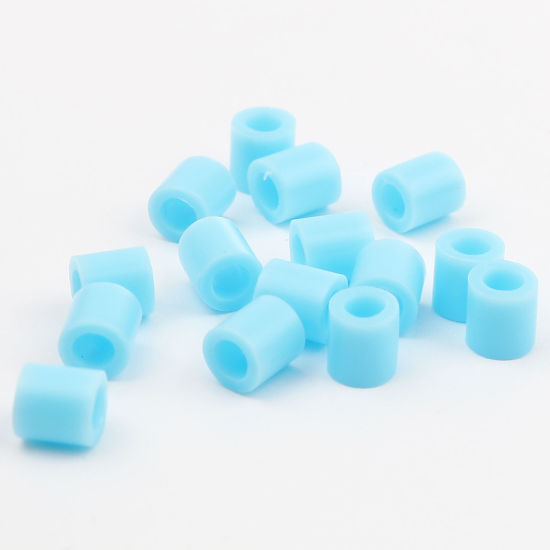 Image de Perles en Acrylique Poney Bubblegum Colonne Bleu Ciel 5mm x 5mm, Trou: env. 2.9mm, 2000 Pcs