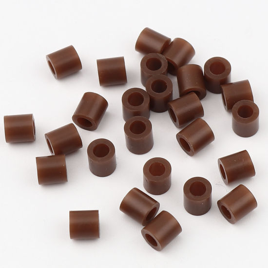 Image de Perles en Acrylique Poney Bubblegum Colonne Café Foncé 5mm x 5mm, Trou: env. 2.9mm, 2000 Pcs
