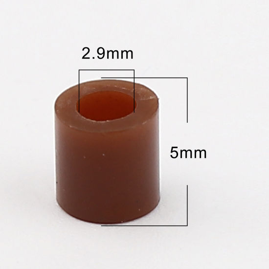 Image de Perles en Acrylique Poney Bubblegum Colonne Café Foncé 5mm x 5mm, Trou: env. 2.9mm, 2000 Pcs