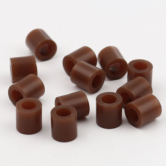 Image de Perles en Acrylique Poney Bubblegum Colonne Café Foncé 5mm x 5mm, Trou: env. 2.9mm, 2000 Pcs