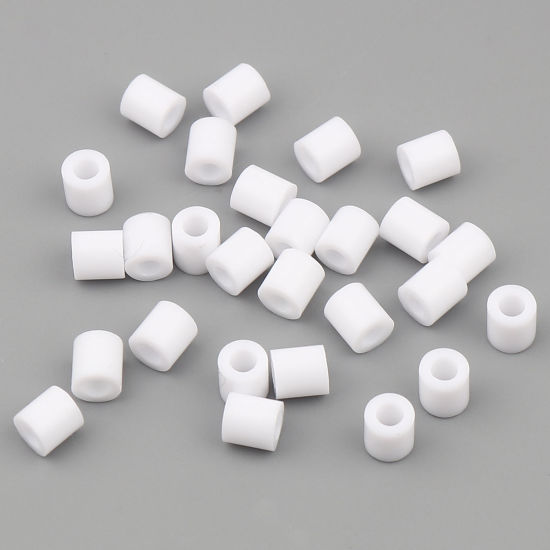 Image de Perles en Acrylique Poney Bubblegum Colonne Blanc 5mm x 5mm, Trou: env. 2.9mm, 2000 Pcs