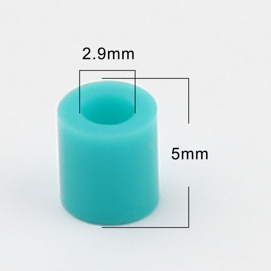 Image de Perles en Acrylique Poney Bubblegum Colonne Cyan 5mm x 5mm, Trou: env. 2.9mm, 2000 Pcs