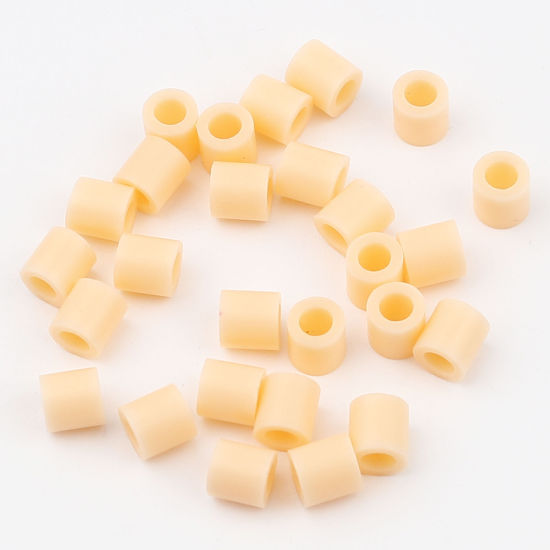 Image de Perles en Acrylique Poney Bubblegum Colonne Beige Clair 5mm x 5mm, Trou: env. 2.9mm, 2000 Pcs