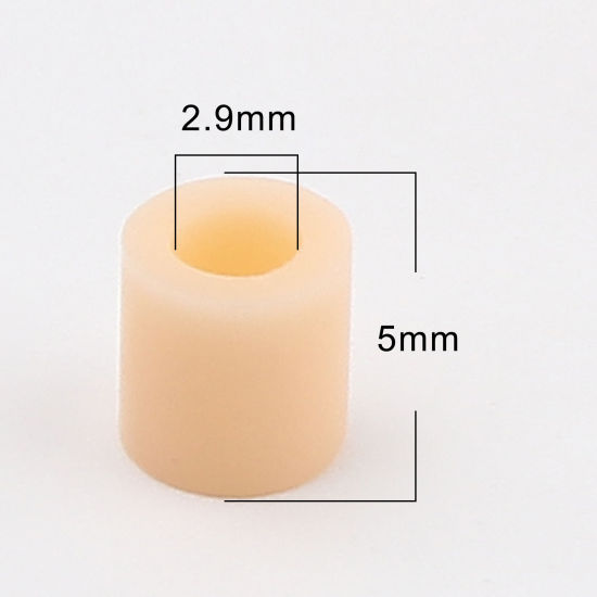 Image de Perles en Acrylique Poney Bubblegum Colonne Beige Clair 5mm x 5mm, Trou: env. 2.9mm, 2000 Pcs