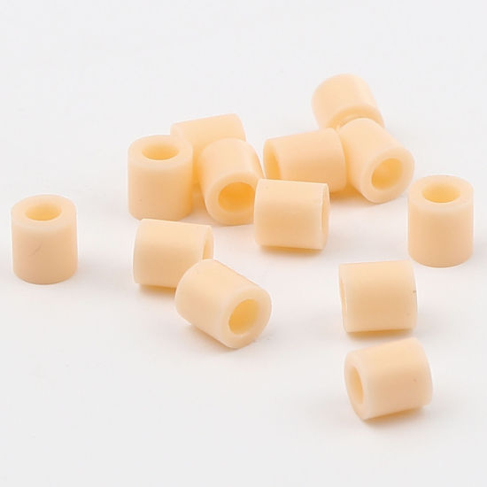 Image de Perles en Acrylique Poney Bubblegum Colonne Beige Clair 5mm x 5mm, Trou: env. 2.9mm, 2000 Pcs