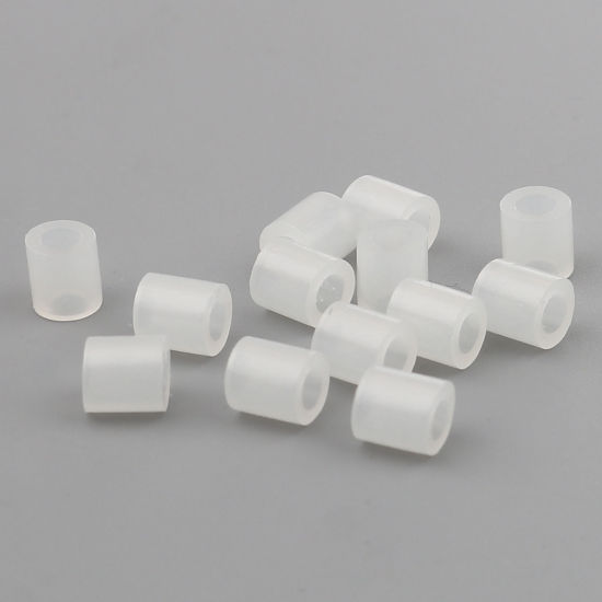 Immagine di Acrilato Perline Cilindrico Bianco Baglie nel buio Circa 5mm x 5mm, Foro: Circa 2.6mm, 2000 Pz