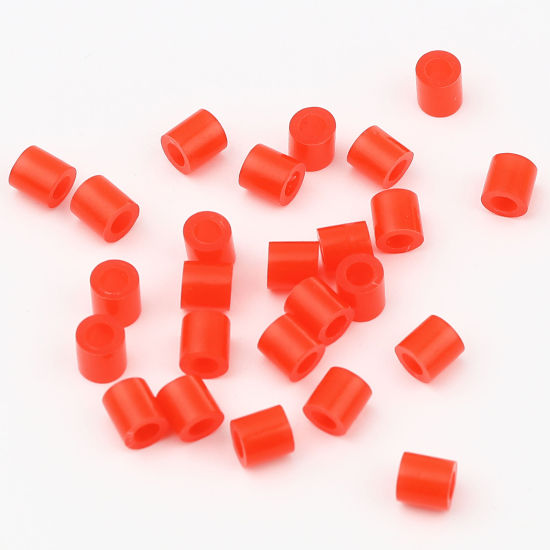 Immagine di Acrilato Perline Cilindrico Rosso Baglie nel buio Circa 5mm x 5mm, Foro: Circa 2.6mm, 2000 Pz