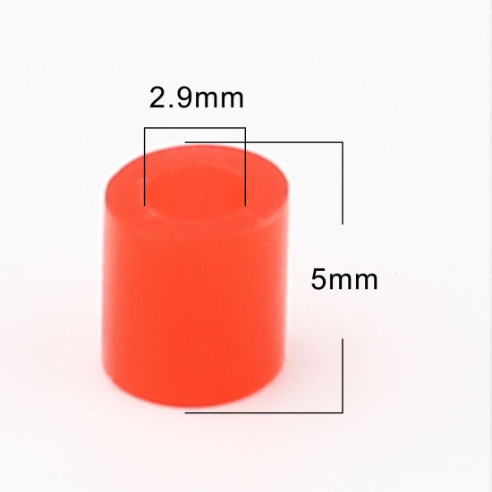 Immagine di Acrilato Perline Cilindrico Rosso Baglie nel buio Circa 5mm x 5mm, Foro: Circa 2.6mm, 2000 Pz
