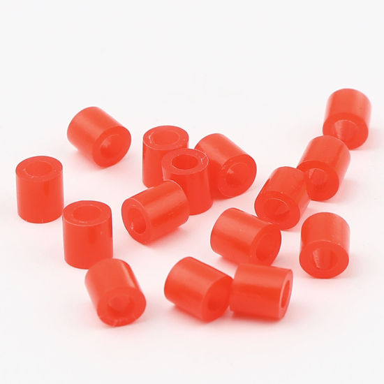 Immagine di Acrilato Perline Cilindrico Rosso Baglie nel buio Circa 5mm x 5mm, Foro: Circa 2.6mm, 2000 Pz