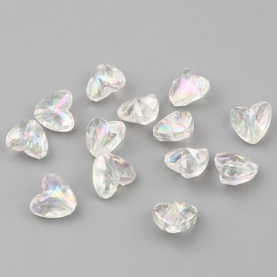Image de Perles en Acrylique Cœur Transparent Couleur AB Placage 12mm x 11mm, Trou: env. 1.9mm, 200 Pcs