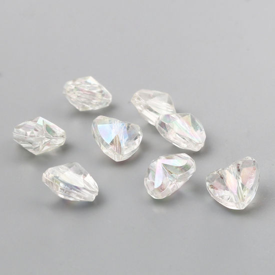 Image de Perles en Acrylique Cœur Transparent Couleur AB Placage 12mm x 11mm, Trou: env. 1.9mm, 200 Pcs