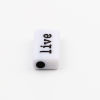 Picture of Acrylic Beads Rectangle Black & White Mixed English Vocabulary Pattern About 24mm x 10mm - 12mm x 10mm, Hole: Approx 3mm, 100 PCs