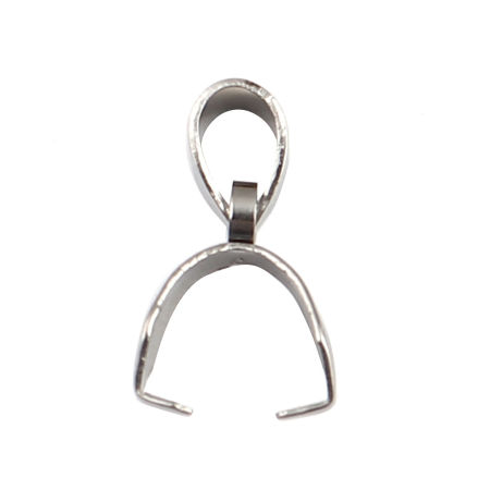 Picture of Stainless Steel Pendant Pinch Bails Clasps Silver Tone 16mm x 4mm, 10 PCs
