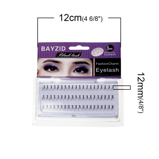 Picture of Make Up False Eyelashes Cosmetic Black 8.0mm( 3/8")long, 1 Box(Approx 60 PCs/Box)