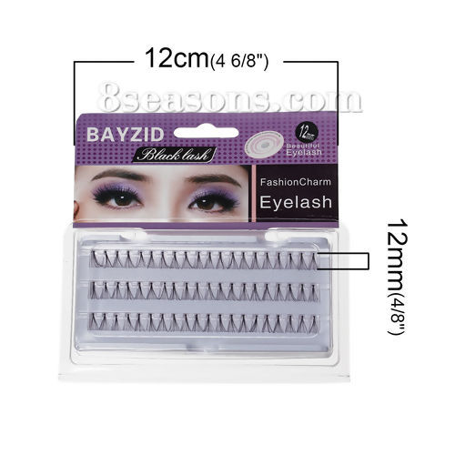 Picture of Make Up False Eyelashes Cosmetic Black 12.0mm( 4/8")long, 1 Box(Approx 60 PCs/Box)