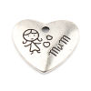 Picture of Zinc Based Alloy Family Jewelry Charms Heart Antique Silver Color Girl Message " MUM " 20mm x 18mm, 20 PCs