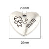 Picture of Zinc Based Alloy Family Jewelry Charms Heart Antique Silver Color Girl Message " MUM " 20mm x 18mm, 20 PCs