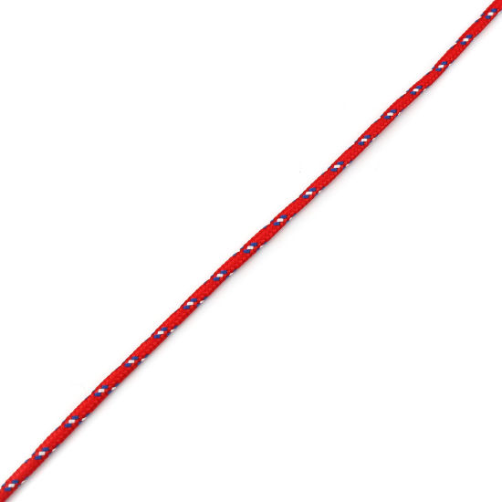 Image de Cordon en Polyester Rouge & Bleu 3mm, 20 M