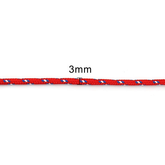 Image de Cordon en Polyester Rouge & Bleu 3mm, 20 M