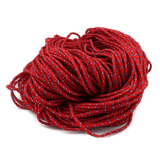 Image de Cordon en Polyester Rouge & Bleu 3mm, 20 M