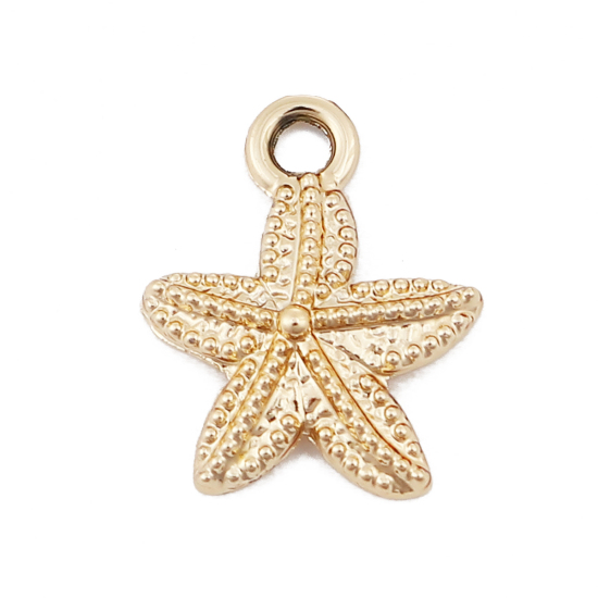 Picture of Ocean Jewelry Zinc Based Alloy Charms Star Fish Gold Plated 15mm( 5/8") x 12mm( 4/8"), 20 PCs