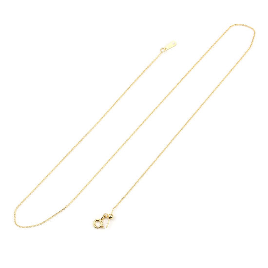 Picture of Sterling Silver Link Cable Chain Necklace Gold Plated 45.7cm(18") long, Chain Size: 1mm, 1 Piece