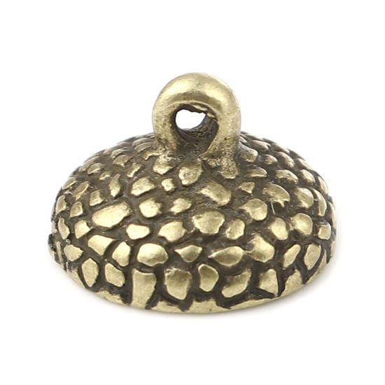 Picture of Zinc Based Alloy Beads Caps Round Antique Bronze (Fit Beads Size: 14mm Dia.) 15mm x 11mm, 10 PCs