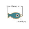 Picture of Zinc Based Alloy Charm Pendants Fish Rose Gold Evil Eye Pattern At Random Enamel 28mm(1 1/8") x 13mm( 4/8"), 10 PCs