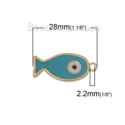 Immagine di Lega di Zinco Charm Ciondoli Pesce Rose Gold A Random Smalto 28mm x 13mm , 1 Pz