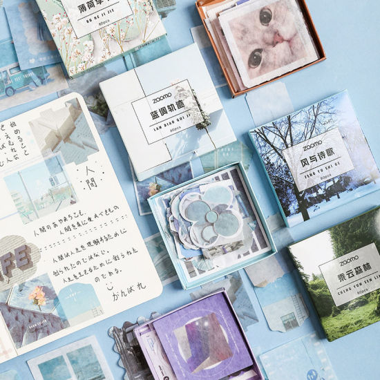 Image de DIY Papier Autocollant Décoration en Papier Japonais Fleur Multicolore 8.5cm x 8.5cm, 1 Boîte (Env. 80 Pcs/Boîte)