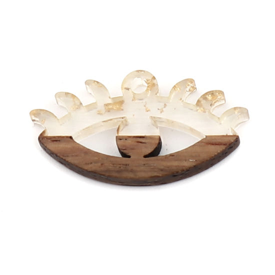 Immagine di Resina Charm Resina Effetto Legno Charms Occhi Oro Stagnola 27mm x 14mm, 5 Pz