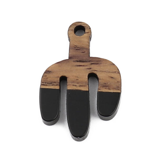 Immagine di Resina Charm Resina Effetto Legno Charms Cactus Nero 24mm x 16mm, 5 Pz