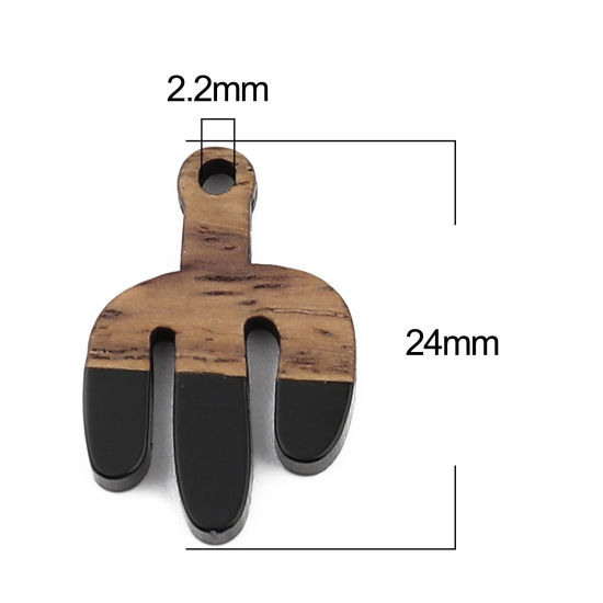 Immagine di Resina Charm Resina Effetto Legno Charms Cactus Nero 24mm x 16mm, 5 Pz