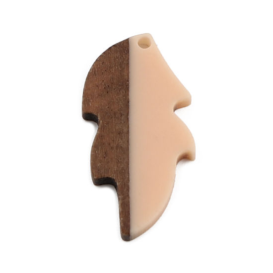 Imagen de Resina Resina de Efecto Madera Colgantes Hoja Naranja 32mm x 16mm, 5 Unidades