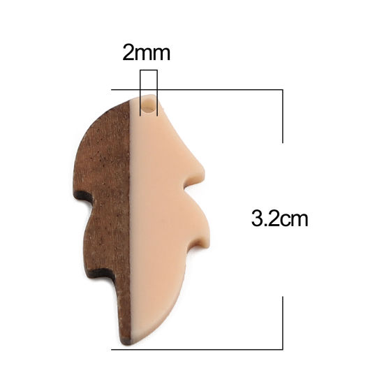 Imagen de Resina Resina de Efecto Madera Colgantes Hoja Naranja 32mm x 16mm, 5 Unidades