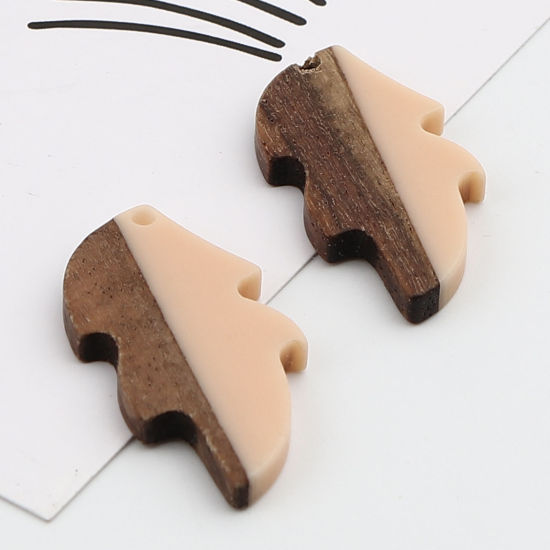 Imagen de Resina Resina de Efecto Madera Colgantes Hoja Naranja 32mm x 16mm, 5 Unidades