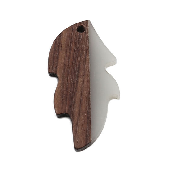 Imagen de Resina Resina de Efecto Madera Colgantes Hoja Gris Francés 32mm x 16mm, 5 Unidades
