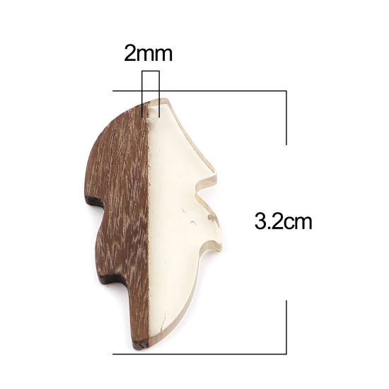 Image de Pendentifs en Résine Résine à Effet de Bois Feuille Transparent 32mm x 16mm, 5 Pcs