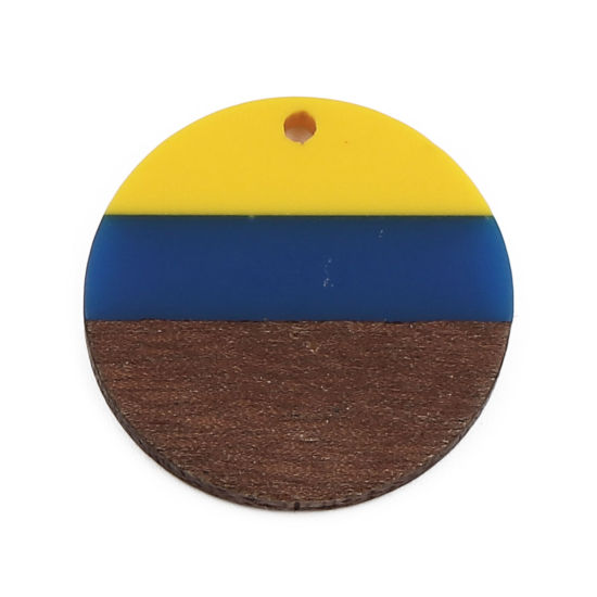Immagine di Resina Charm Resina Effetto Legno Charms Tondo Multicolore 28mm , 3 Pz