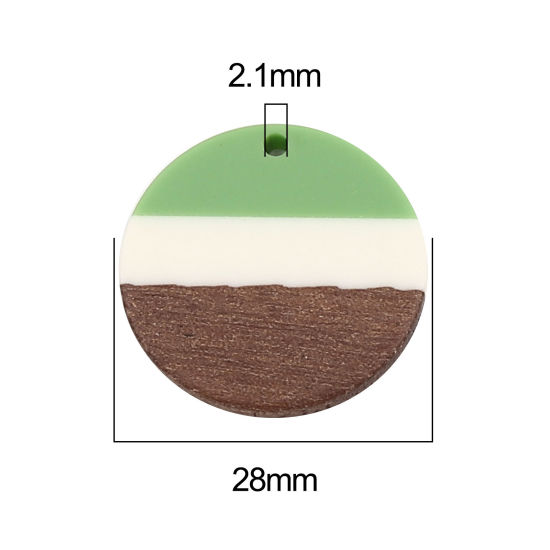 Immagine di Resina Charm Resina Effetto Legno Charms Tondo Multicolore 28mm , 3 Pz