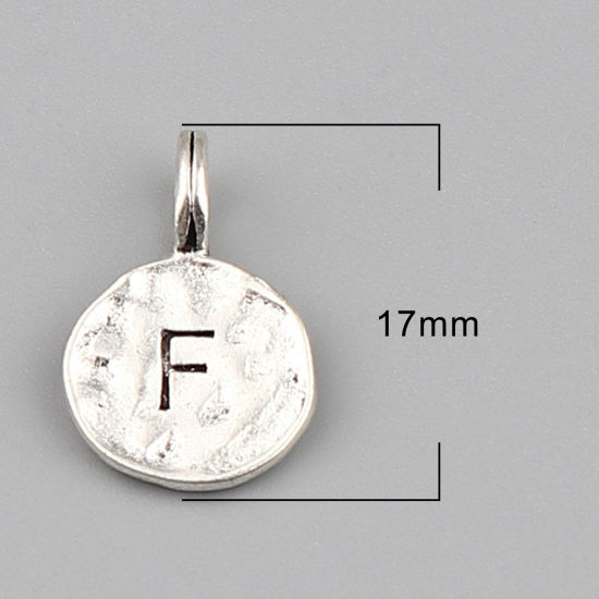 Immagine di Lega di Zinco Charms Misti Argento Antico Lettera Maiuscola 17mm x 11mm , 1 Serie ( 26 Pz/Serie)