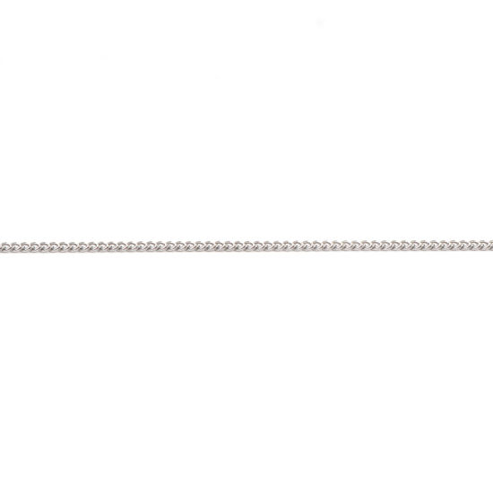 Picture of 304 Stainless Steel Curb Link Chain Necklace For DIY Jewelry Making Silver Tone 45cm(17 6/8") long, 1 Piece