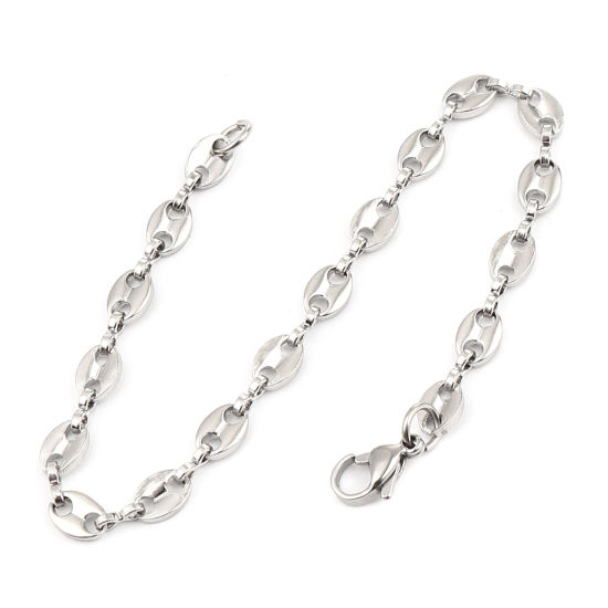 Immagine di 304 Acciaio Inossidabile Elegante Catena Cavigliere Tono Argento Chicchi di caffè 20cm lunghezza, 1 Pz